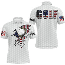 Load image into Gallery viewer, Mens golf polo shirts vintage American flag custom team golf shirts, patriot white golf tops NQS7613