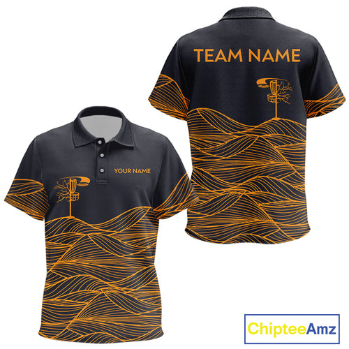 Black and Orange Disc Golf basket Disc golf polo shirts for Kid Custom team disc golf outfit NQS9959