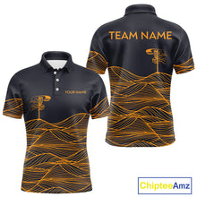 Load image into Gallery viewer, Black and Orange Disc Golf basket Disc golf polo shirts For men Custom team disc golf outfit NQS9959