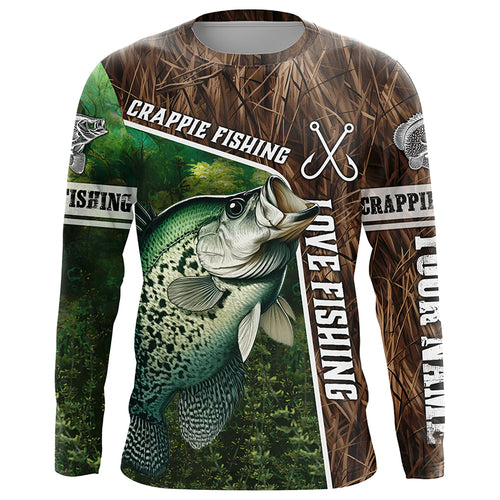 Personalized Crappie Fishing Shirts, Love Fishing Camo 3D All Over Printed Shirts NQS5715