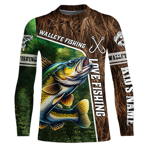 Personalized Walleye Fishing Shirts, Love Fishing Camo 3D All Over Printed Shirts NQS5716