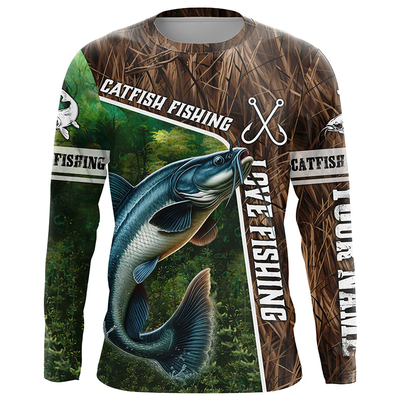 Personalized Catfish Fishing Shirts, Love Fishing Camo 3D All Over Printed Shirts NQS5717