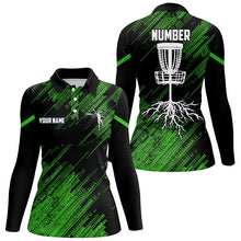 Load image into Gallery viewer, Green camo Black Women disc golf polo shirts custom disc golf team frisbee golf jerseys NQS7816