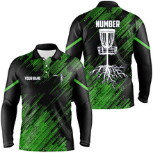 Load image into Gallery viewer, Green camo Black Mens disc golf polo shirts custom disc golf team frisbee golf jerseys NQS7816