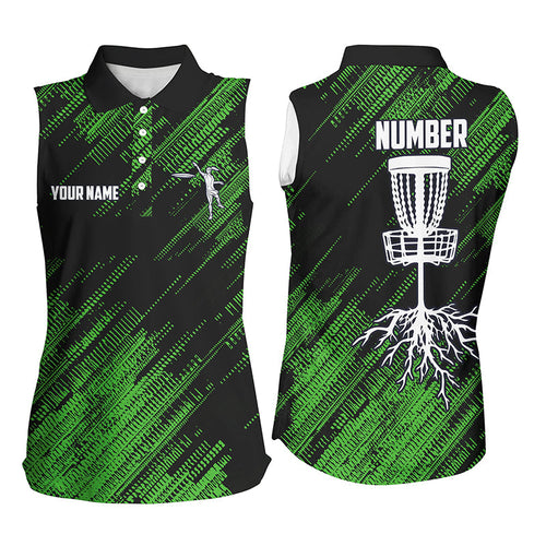 Green camo Black Womens disc golf sleeveless polo shirt custom disc golf team frisbee golf jerseys NQS7816