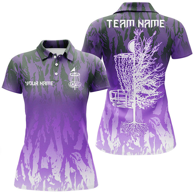 Disc golf basket purple camo Women golf polo shirts custom disc golf jerseys team shirts for women NQS8036