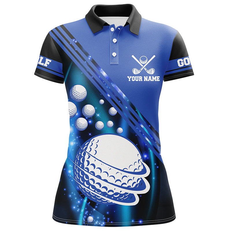 Black and blue light golf ball Women golf polo shirts custom golf outfits for ladies, unique golf gift NQS8039