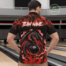 Load image into Gallery viewer, Black and Red Flame Dragon bowling shirts for Men Custom Bowling Team Jersey, gift for Bowler NQS10245