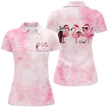 Load image into Gallery viewer, Pink Flamingo Christmas Women golf polo shirts custom Christmas golf shirts for women, golf gifts NQS8243