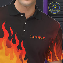 Load image into Gallery viewer, Flame Skull Bowling Polo, Quarter Zip Shirts for Men Custom Skull Fire Bowling Team Outfit Uniform NQS10444