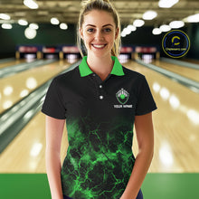 Load image into Gallery viewer, Personalized Women&#39;s bowling shirts Green lightning Bowling Ball Pins bowling jerseys for Bowler NQS10635