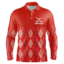 Load image into Gallery viewer, Custom Red argyle pattern Christmas pattern Golf Polo Shirts For Men Personalized Golf tops for men NQS8926