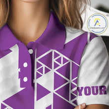 Load image into Gallery viewer, Funny Women golf polo shirts Purple and white custom I was one under today, under a tree, bush, water NQS11638