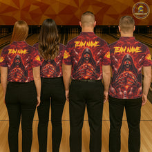 Load image into Gallery viewer, Red Lightning Thunder Skull Reaper Bowling Shirts For Women Custom Team Bowling League Jerseys NQS11642