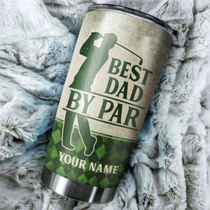 Green argyle pattern Best Dad By Par Custom Tumbler Cup personalized father's day golf gifts for dad NQS9867