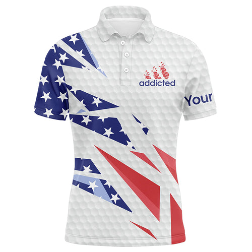 American flag white golf addicted golf ball Mens golf polo shirts custom patriotic golf tops for mens NQS5449