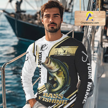 Load image into Gallery viewer, Personaized name Largemouth Bass fishing Custom sun protection Bass fishing team jerseys | Gold NQS9966