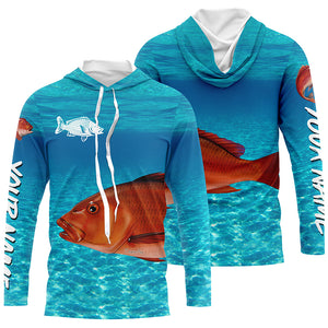 Red Snapper fishing blue water camo Custom sun protection long sleeve fishing shirt for men, women NQS5729