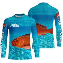 Load image into Gallery viewer, Red Snapper fishing blue water camo Custom sun protection long sleeve fishing shirt for men, women NQS5729