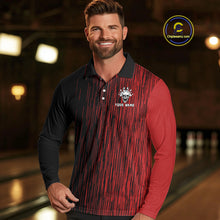 Load image into Gallery viewer, Black and Red pattern Flame Skull Bowling shirts for Men custom bowling jersey for team mens bowler NQS10254