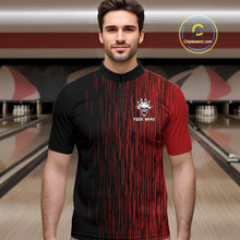 Load image into Gallery viewer, Black and Red pattern Flame Skull Bowling shirts for Men custom bowling jersey for team mens bowler NQS10254