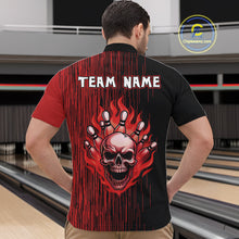 Load image into Gallery viewer, Black and Red pattern Flame Skull Bowling shirts for Men custom bowling jersey for team mens bowler NQS10254