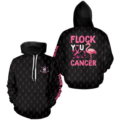 Black camo pink ribbons golf Hoodies custom Flamingo Flock you breast cancer golf shirt NQS8461