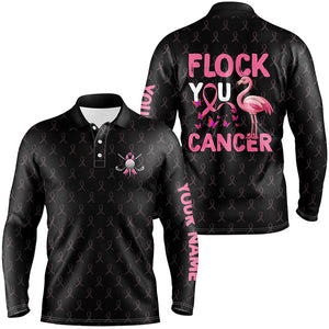 Black camo pink ribbons Mens Golf Polo Shirts custom Flamingo Flock you breast cancer golf shirts NQS8461