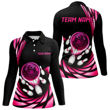 Load image into Gallery viewer, Bowling Polo, Quarter zip Shirt For Women custom bowling team jerseys, bowling league shirts | Pink NQS8462