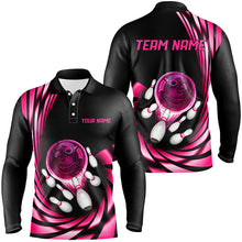 Load image into Gallery viewer, Bowling Polo, Quarter zip Shirt For Men custom bowling team jerseys, bowling league shirts | Pink NQS8462