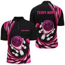 Load image into Gallery viewer, Bowling Polo, Quarter zip Shirt For Men custom bowling team jerseys, bowling league shirts | Pink NQS8462