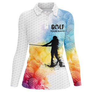 White golf ball skin Women golf polo shirts custom golf top for ladies golfer gifts | Colorful NQS8710