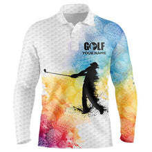 Load image into Gallery viewer, White golf ball skin Mens golf polo shirts custom golf clothes for men, golfer gifts | Colorful NQS8710