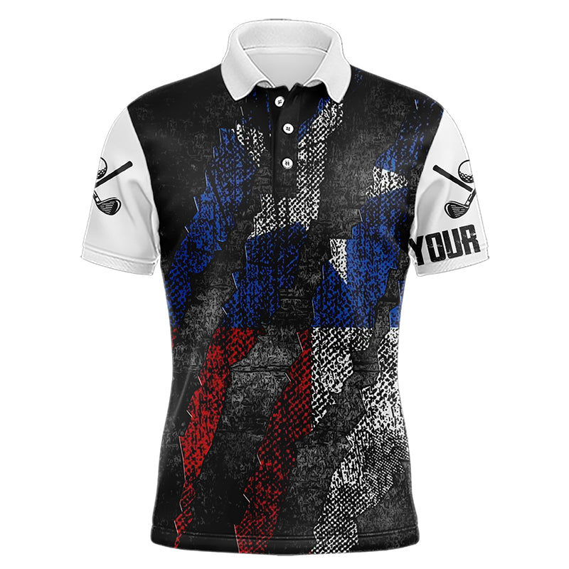 Black and White Grunge Texas Flag Men golf polo shirts custom Patriotic golf apparel for men NQS9377