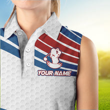 Load image into Gallery viewer, Red, White and Blue Pattern Women sleeveless polo shirts custom Patriotic golf wear for ladies NQS9381