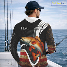 Load image into Gallery viewer, Personalized professional Redfish fishing shirts American Flag patriotic Red Drum fishing jerseys NQS11461