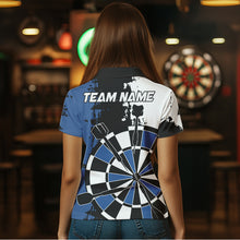 Load image into Gallery viewer, Blue Grunge Darts Shirts For Women Custom Retro Team Darts Jersey NQS9525