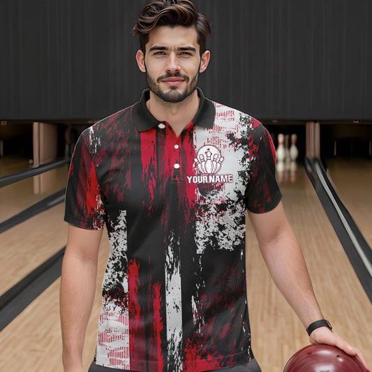 Personalized Bowling Polo, Quarter Zip Shirts For Mens Custom Bowling Team League Jersey NQS9526