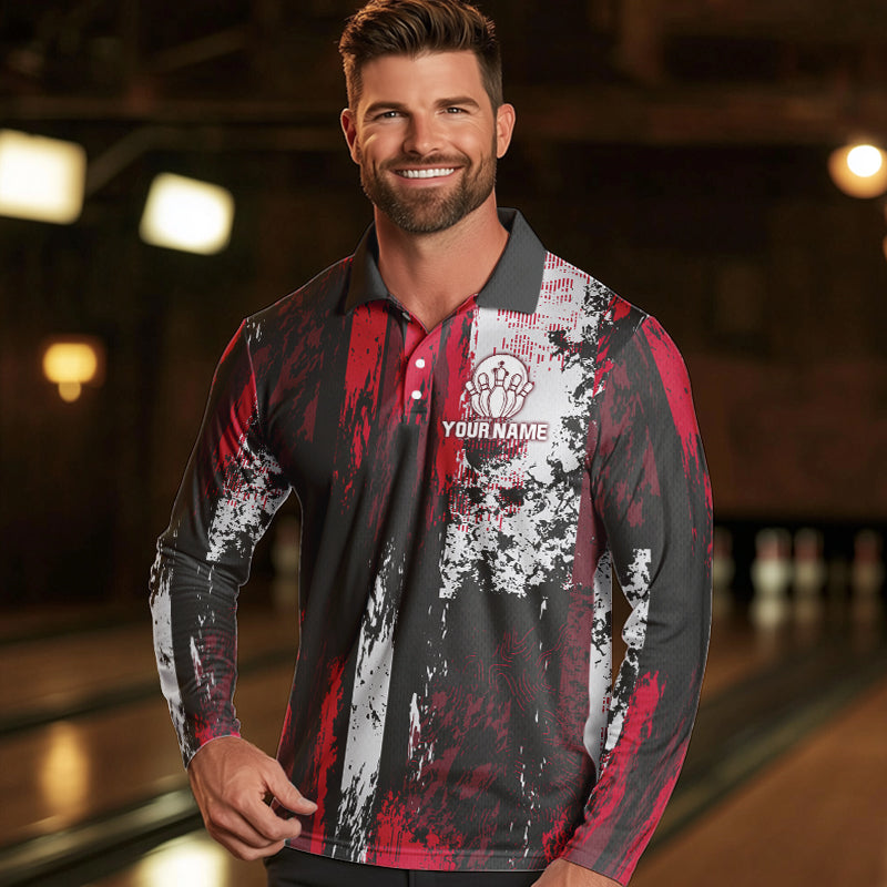 Personalized Bowling Polo, Quarter Zip Shirts For Mens Custom Bowling Team League Jersey NQS9526