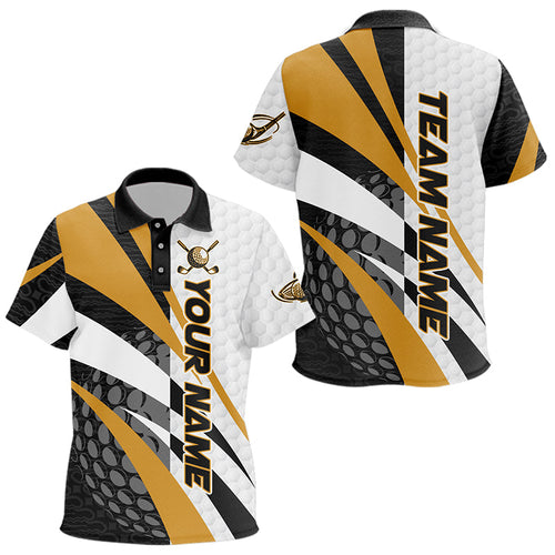 Black and White Kid golf polo shirts Customize name golf attire for team | Yellow NQS9528
