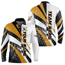 Load image into Gallery viewer, Black and White Men golf polo shirts Customize name golf attire for team | Yellow NQS9528