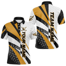Load image into Gallery viewer, Black and White Men golf polo shirts Customize name golf attire for team | Yellow NQS9528