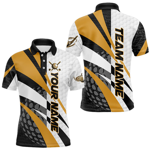 Black and White Men golf polo shirts Customize name golf attire for team | Yellow NQS9528