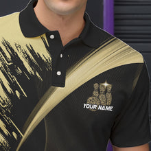 Load image into Gallery viewer, Personalized Black and Gold Bowling Polo, Quarter Zip Shirts For Mens Custom Bowling Team Jersey NQS9531