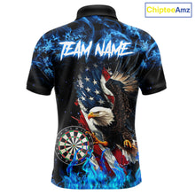 Load image into Gallery viewer, Blue Flame American Flag Eagle Men Dart Shirts Custom patriotic Dart Jersey NQS11645