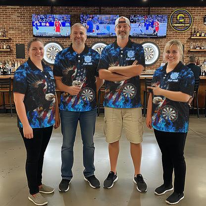 Blue Flame American Flag Eagle Women Dart Shirts Custom patriotic Dart Jersey NQS11645