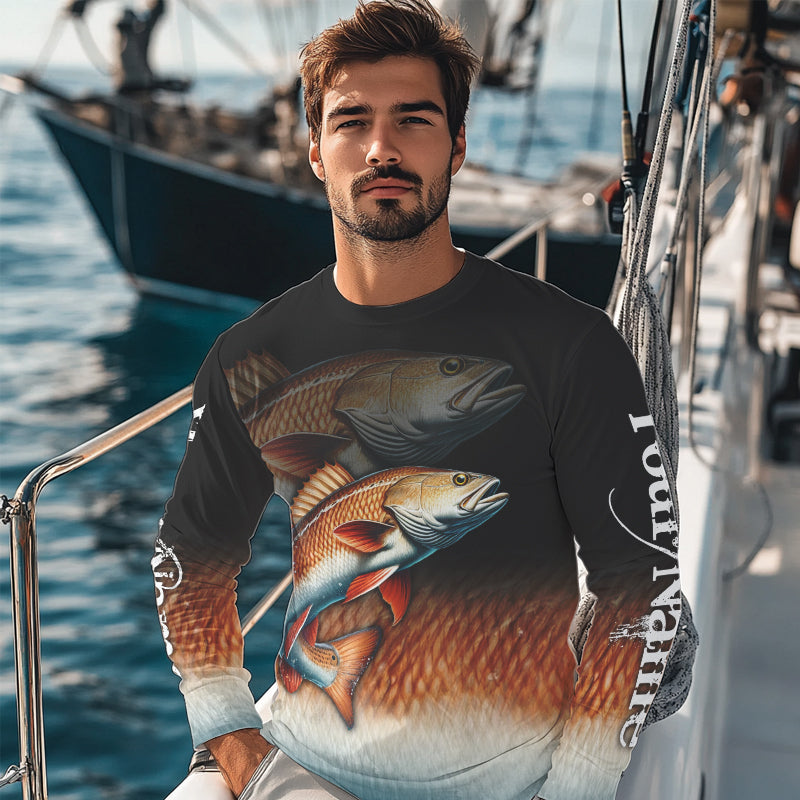 Redfish fishing scales Custom name sun protection personalized fishing gifts, Redfish fishing jerseys NQS9685