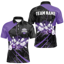 Load image into Gallery viewer, Black Camo Purple Lightning Thunder Bowling Shirts For Men Custom Bowling Team League Jerseys NQS9689