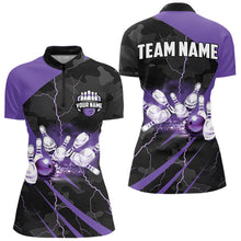 Load image into Gallery viewer, Black Camo Purple Lightning Thunder Bowling Shirts For Women Custom Bowling Team League Jerseys NQS9689