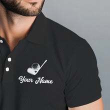 Load image into Gallery viewer, Black and Blue Mens golf polo shirt customized name golf clothing, personalized golf gifts NQS9691